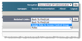 Location of Related Links drop down in CUCM administration